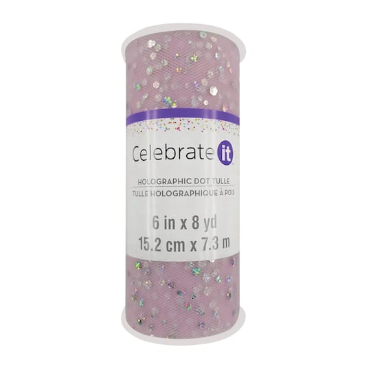 Michaels, 6" x 8yd. Pink Holographic Sequins Tulle by Celebrate It™ – Category: Mesh